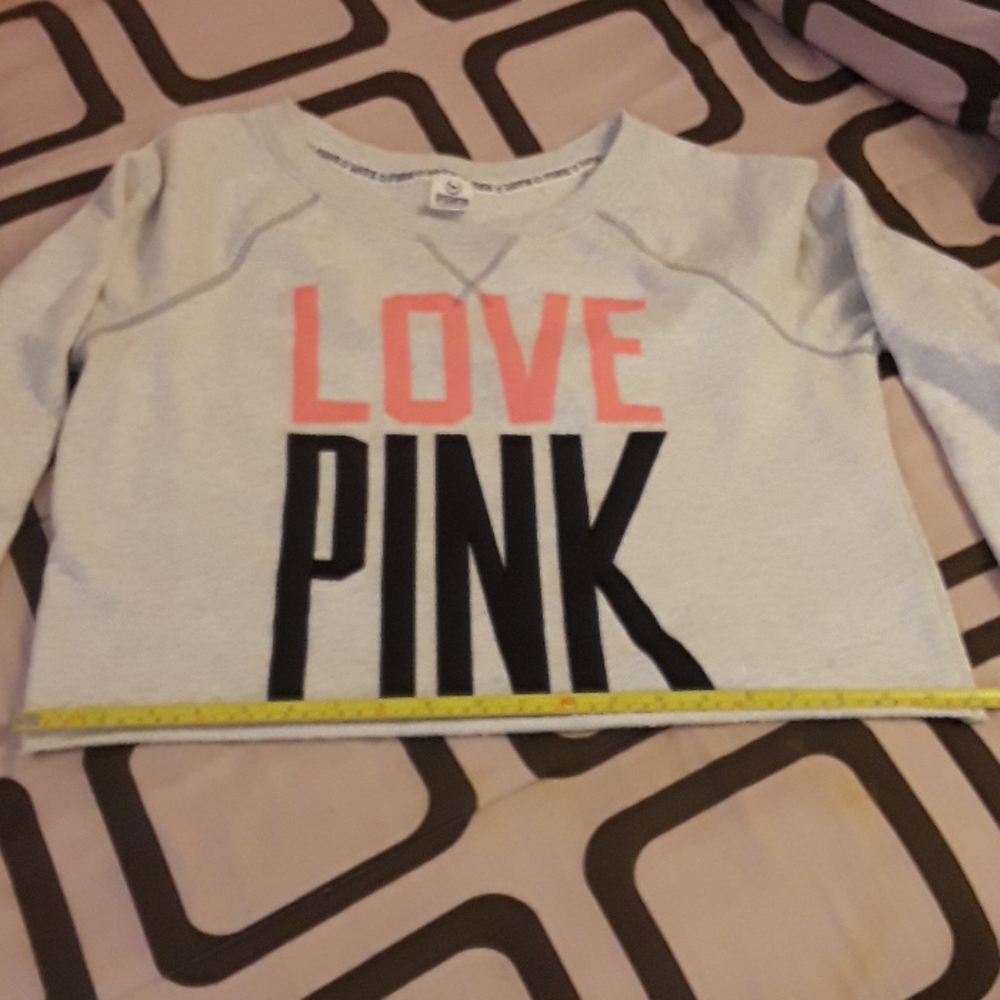 PINK Victoria's Secret Off-White Crop Sweatshirt - Picture 6 of 8
